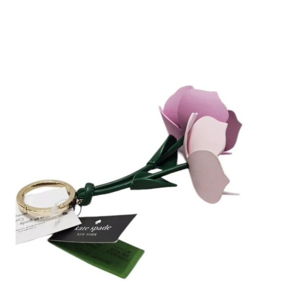 Kate Spade Perfect Plume 3D Flower Keychain Key Fob Bag Charm - Picture 5 of 6